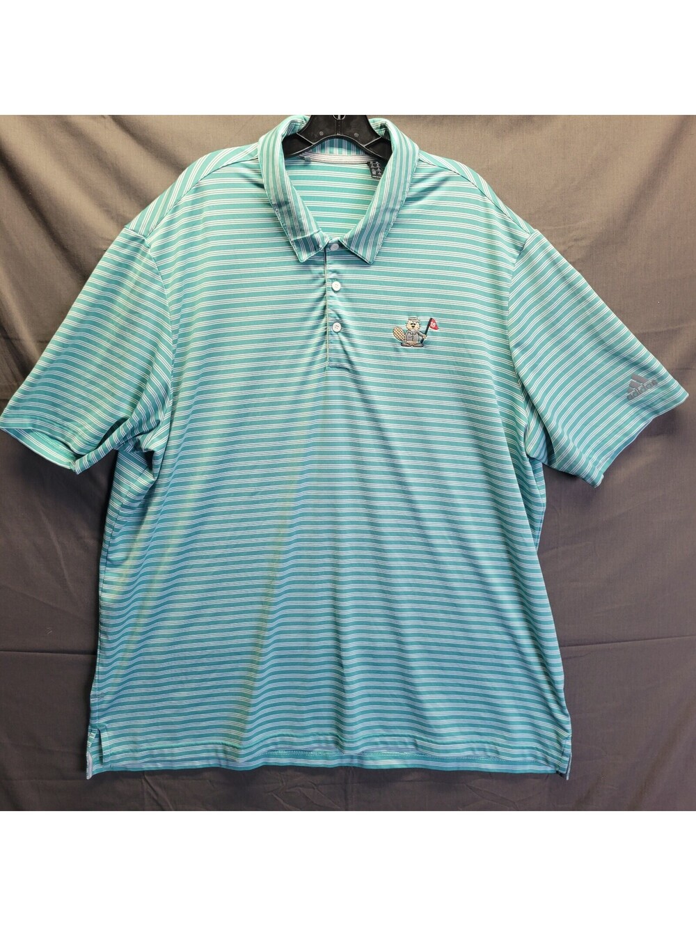 Adidas Golf Performance-Type Stretch Polo Green W/ White 3-Stripe Men's Sz 2XL